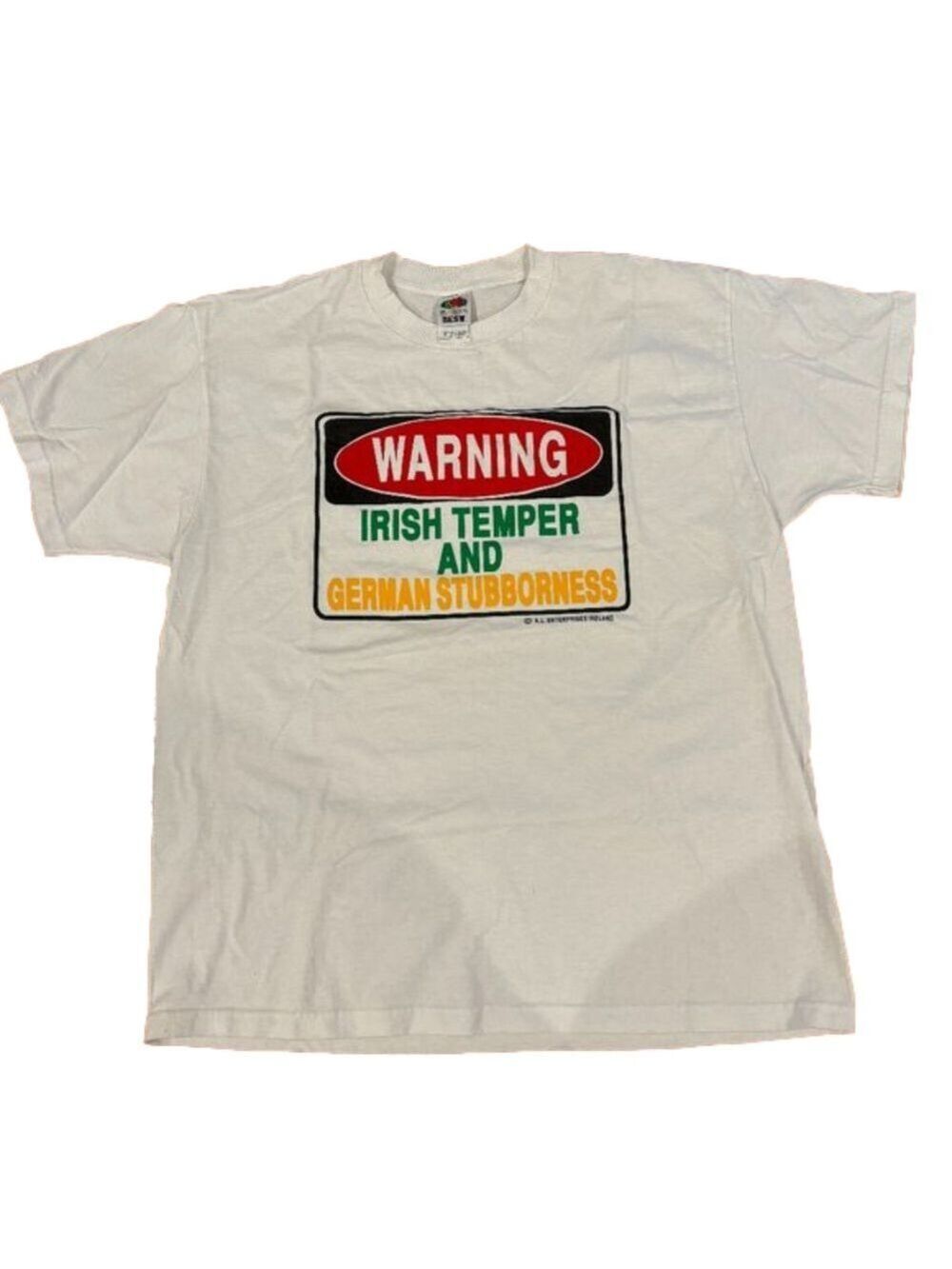 90s HANES COTTON TEE WARNING IRISH TEMPER & GERMAN STUBBORNNES ECLECTIC GRANDPA